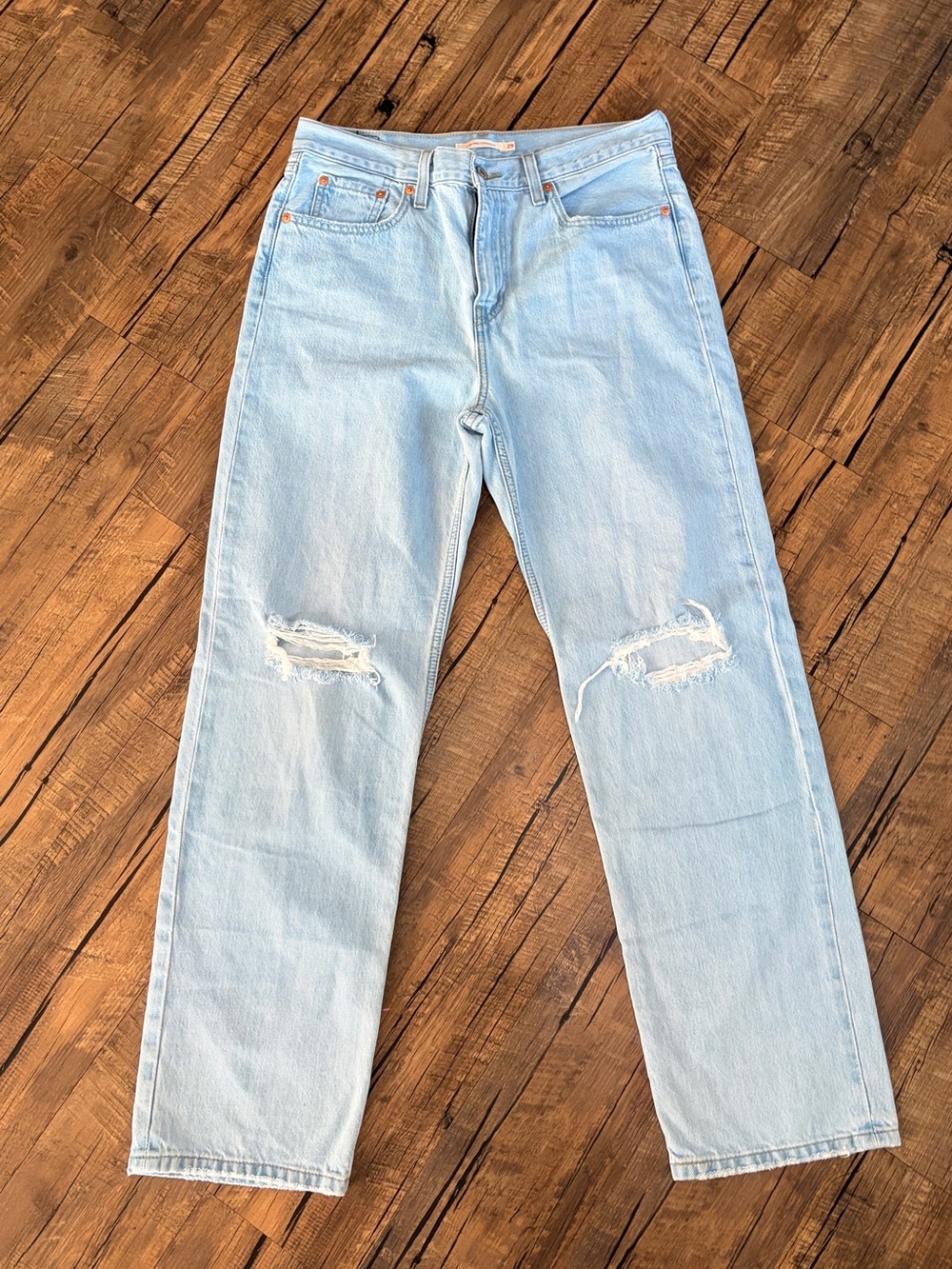 Levi’s Low Pro Straight Jeans Charlie Won Light Wash Distressed Size 29